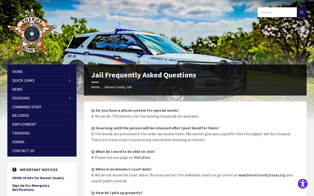 Burnet County 24-hour release bond processing information