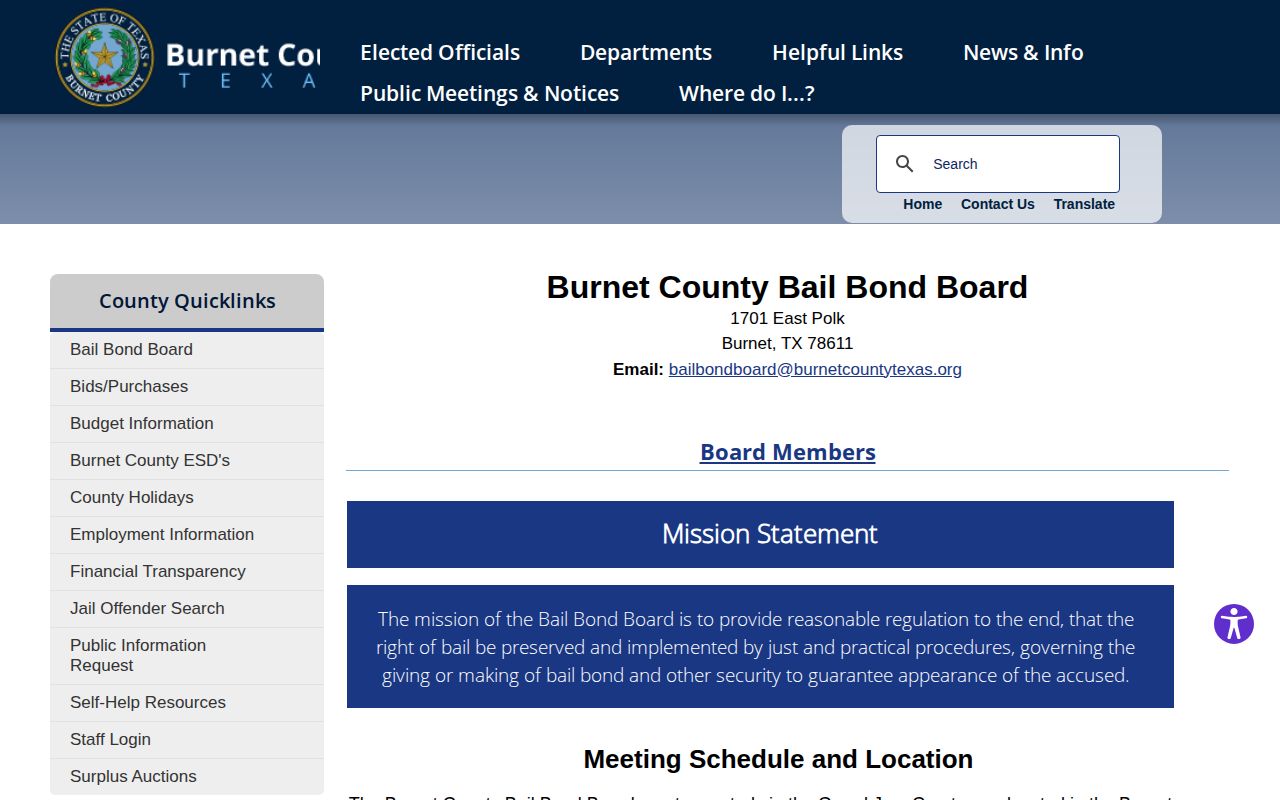 Burnet County 24-hour release official bail bond resources