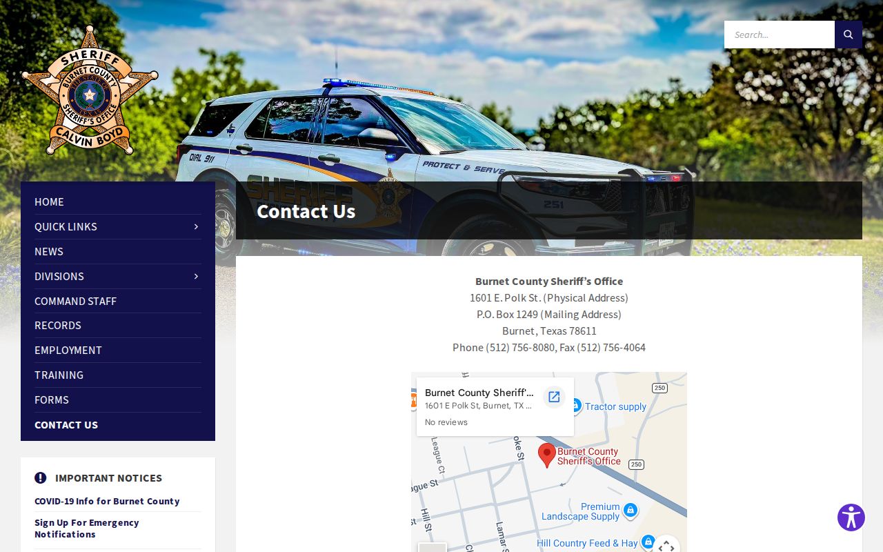 Burnet County 72-hour release sheriff contact details